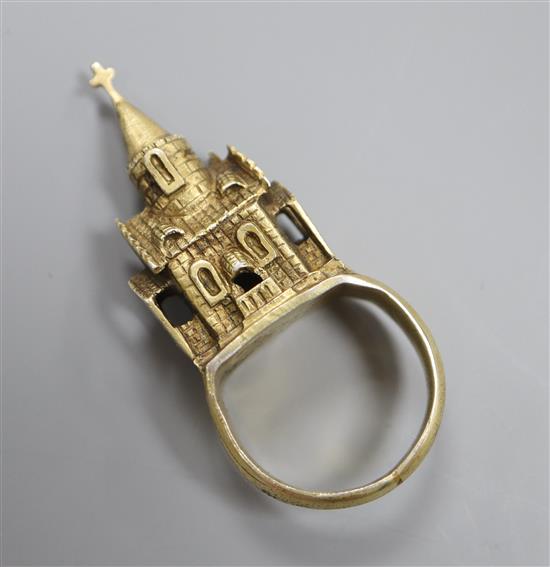 Judaica- a 17th century German Jewish silver gilt bethrothal ring, 60mm, 22.4grams